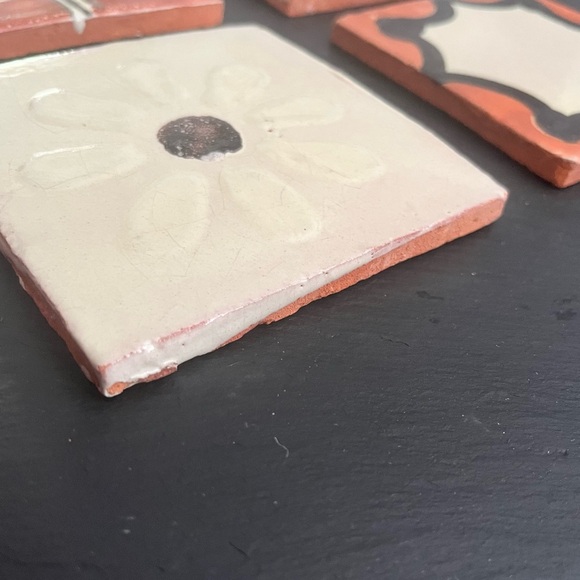 Mexican Hand Painted Terra-Cotta Talavera Vintage Tiles Set of 4 - Picture 10 of 14